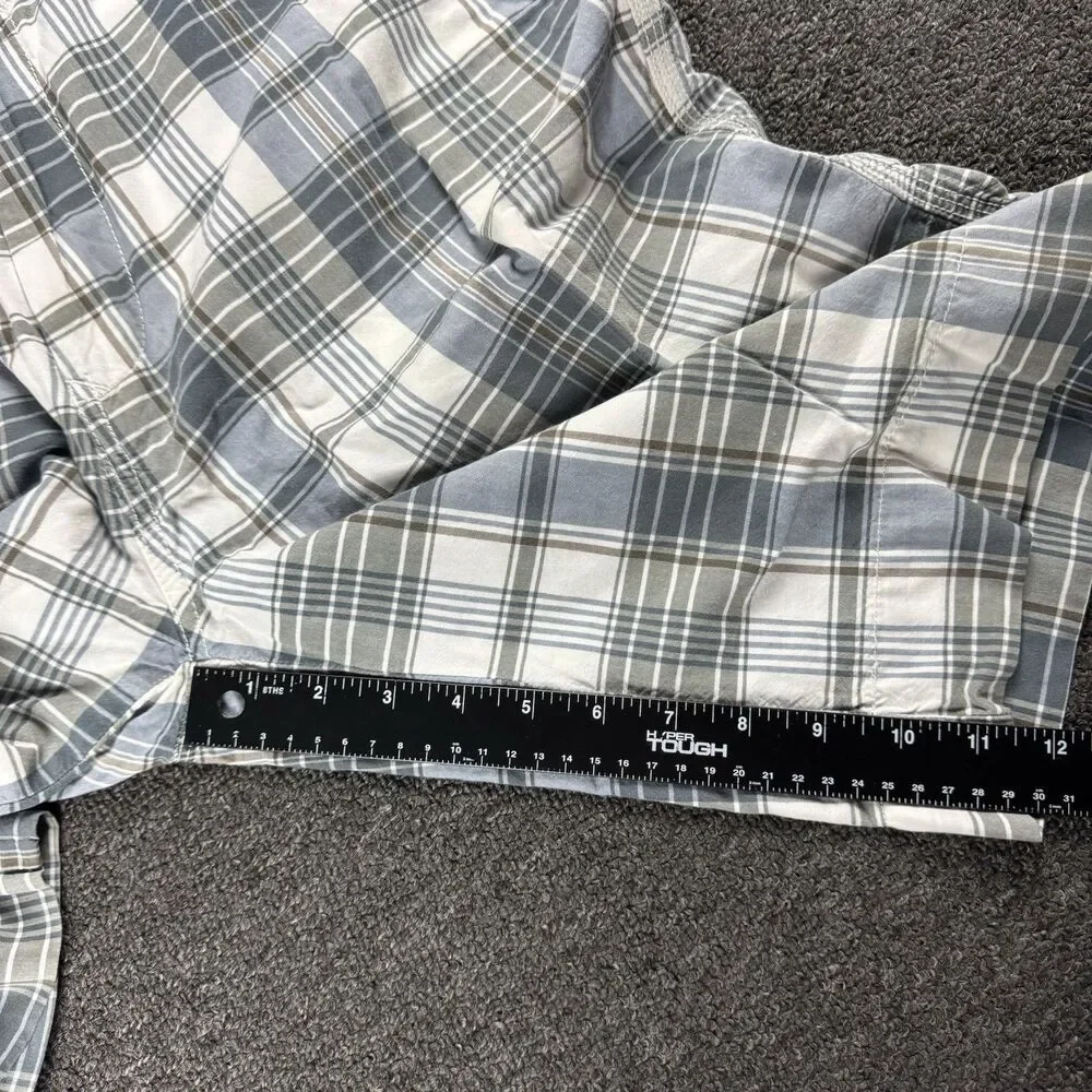 Nautica Men's Shorts Size 34 Casual Flat Front Plaid White Blue Y2K Skater Surf